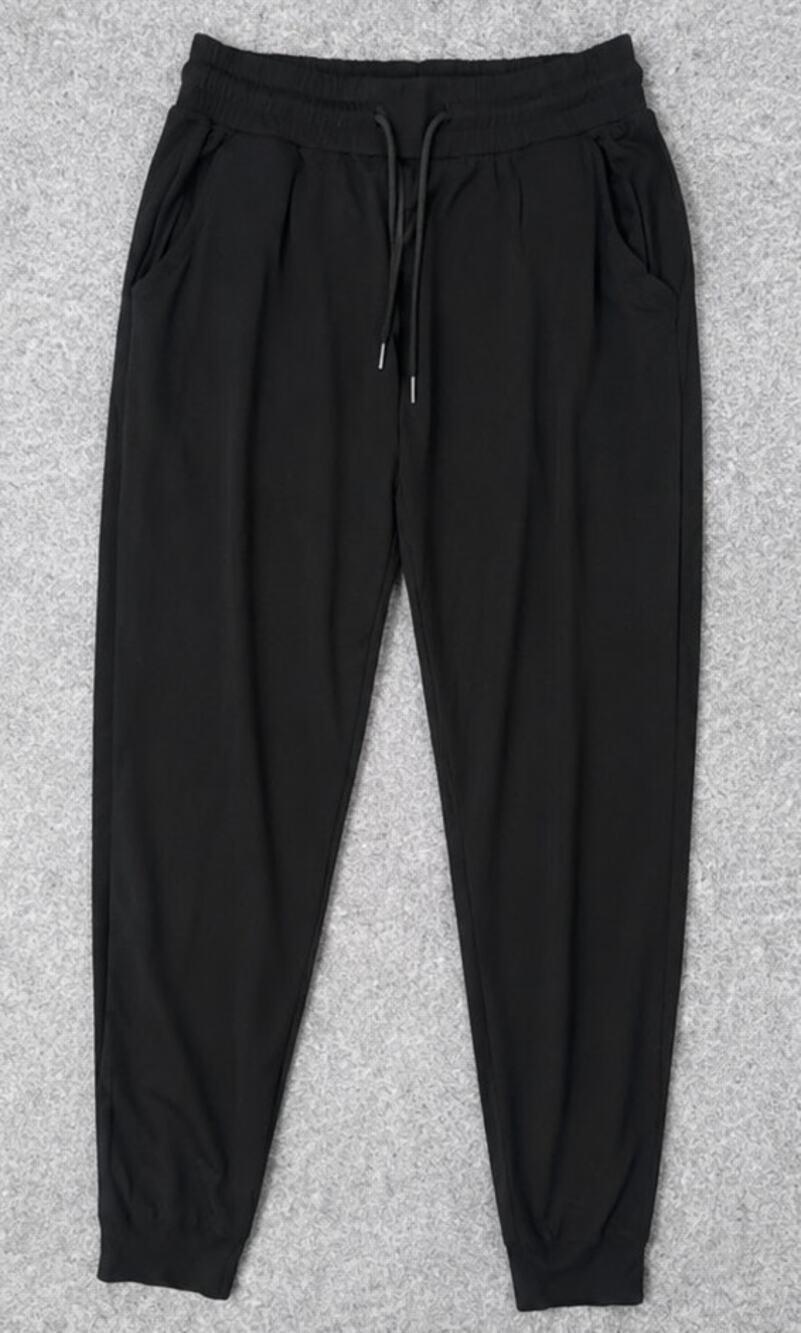 Suzette Collection Black Jogger Pants Drawstring Lounge Athleisure Medium